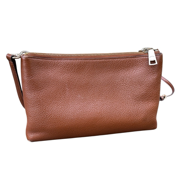 Coach Double Zip Brown Leather Crossbody Bag - Picture 7 of 10